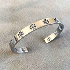 Tory Burch Silver Logo Bracelet